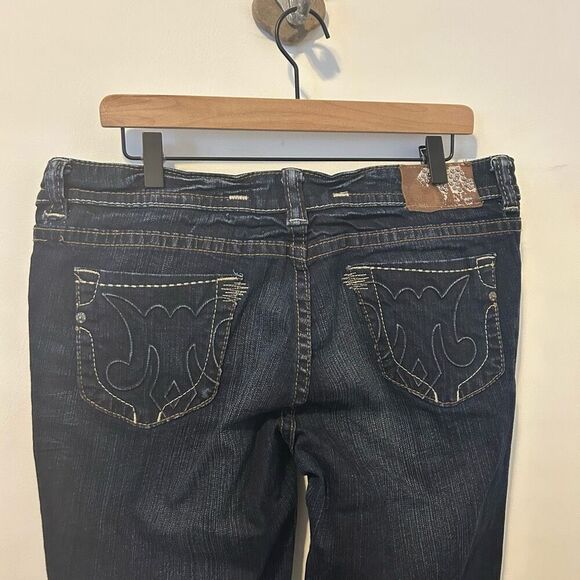 MEK NDM Moscow Made for Buckle Boot Cut Thick Stitch Distressed Dark Wash Sz 34x - Picture 7 of 15